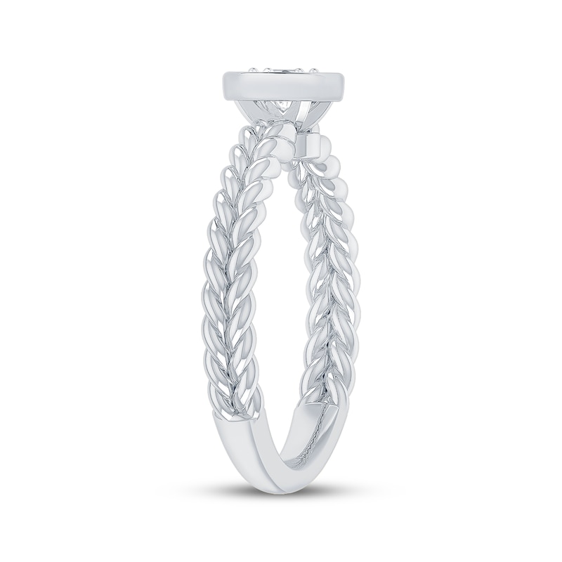 Round-Cut Diamond Bezel-Look Solitaire Braided Shank Engagement Ring 1/4 ct tw 14K White Gold (I/I2)