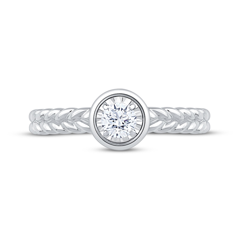 Round-Cut Diamond Bezel-Look Solitaire Braided Shank Engagement Ring 1/4 ct tw 14K White Gold (I/I2)