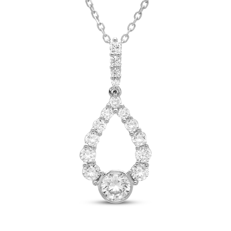 Main Image 1 of Milestones Diamond Teardrop Necklace 1 ct tw 10K White Gold 18&quot;