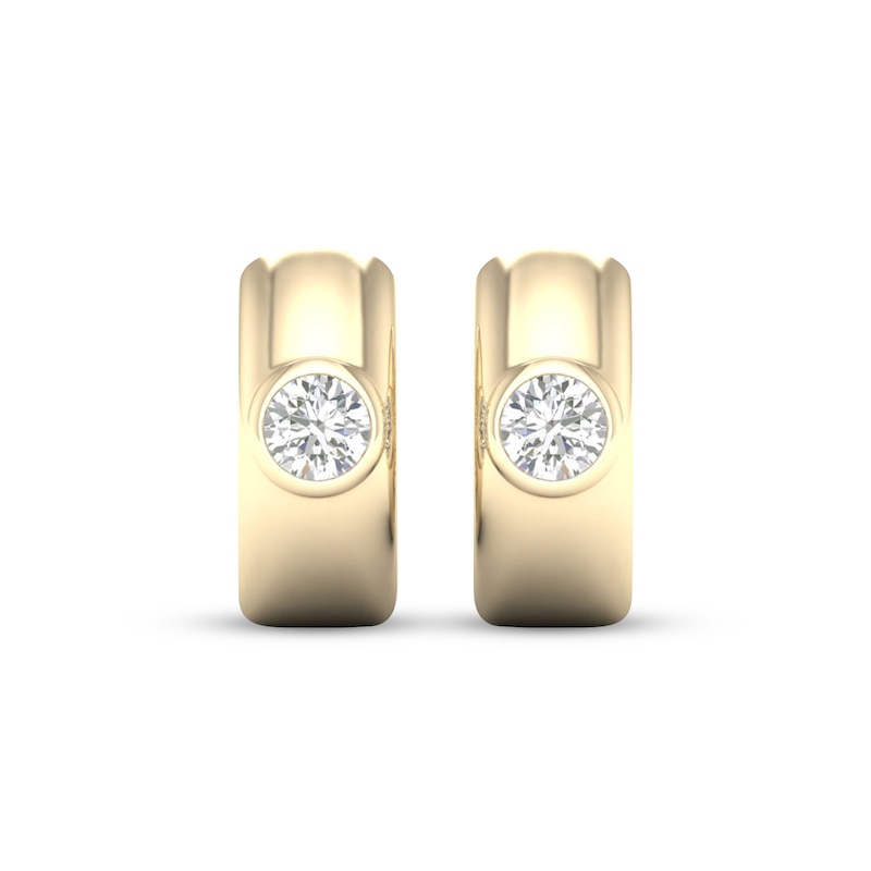 Main Image 2 of Lab-Grown Diamonds by KAY Huggie Hoop Earrings 1/2 ct tw 10K Yellow Gold