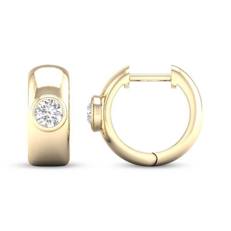 Main Image 3 of Lab-Grown Diamonds by KAY Huggie Hoop Earrings 1/2 ct tw 10K Yellow Gold