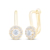 Thumbnail Image 1 of Certified Diamond Halo Drop Earrings 1/4 ct tw 18K Yellow Gold