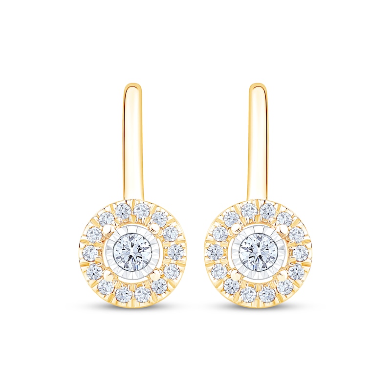 Main Image 2 of Certified Diamond Halo Drop Earrings 1/4 ct tw 18K Yellow Gold