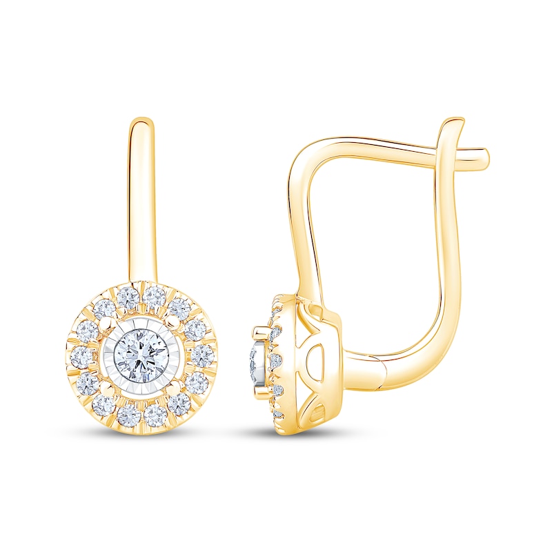 Main Image 3 of Certified Diamond Halo Drop Earrings 1/4 ct tw 18K Yellow Gold