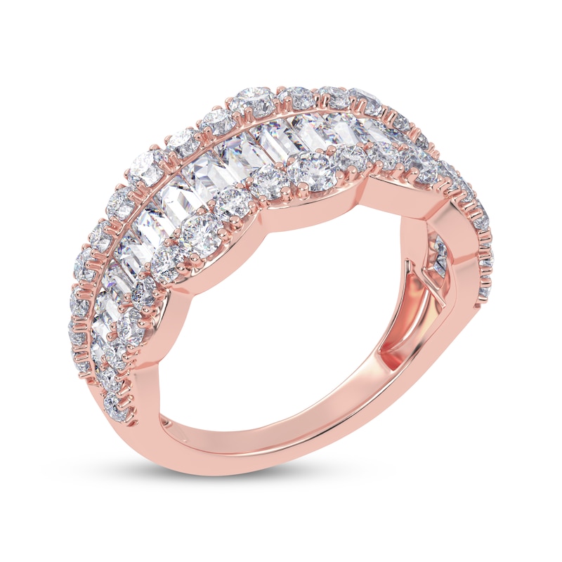 Main Image 2 of Lab-Grown Diamonds by KAY Baguette & Round-Cut Scalloped Ring 1-1/2 ct tw 14K Rose Gold