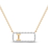 Thumbnail Image 1 of Diamond I Initial Rectangle Necklace 1/10 ct tw 10K Yellow Gold 18&quot;