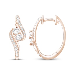 Lab-Grown Diamonds by KAY Bypass Hoop Earrings 1 ct tw 14K Rose Gold