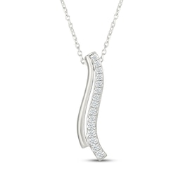 Diamond Waves Journey Necklace 1/6 ct tw 10K White Gold 18&quot;