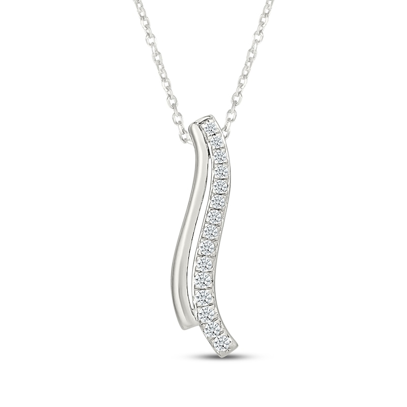 Main Image 1 of Diamond Waves Journey Necklace 1/6 ct tw 10K White Gold 18&quot;