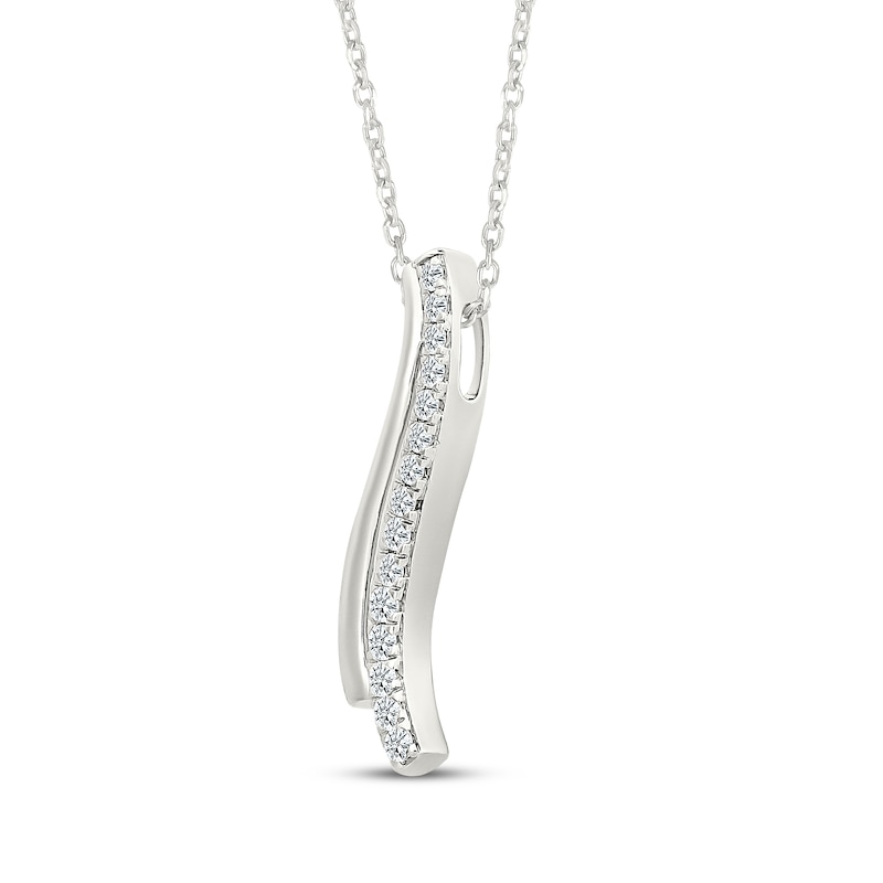 Main Image 2 of Diamond Waves Journey Necklace 1/6 ct tw 10K White Gold 18&quot;