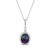 Thumbnail Image 1 of Oval-Cut Fluorite & White Lab-Created Sapphire Necklace Sterling Silver 18&quot;