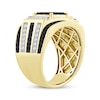 Thumbnail Image 2 of Men's Black & White Multi-Diamond Circle Ring 2 ct tw 10K Yellow Gold