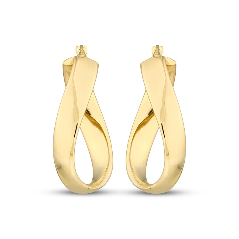 Main Image 2 of Wavy Flat Ribbon Hoop Earrings 14K Yellow Gold