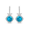 Thumbnail Image 2 of Cushion-Cut Swiss Blue Topaz & White Lab-Created Sapphire Drop Earrings Sterling Silver