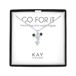 Cheerleader Necklace with Black & White Diamond Accents Sterling Silver 18&quot;