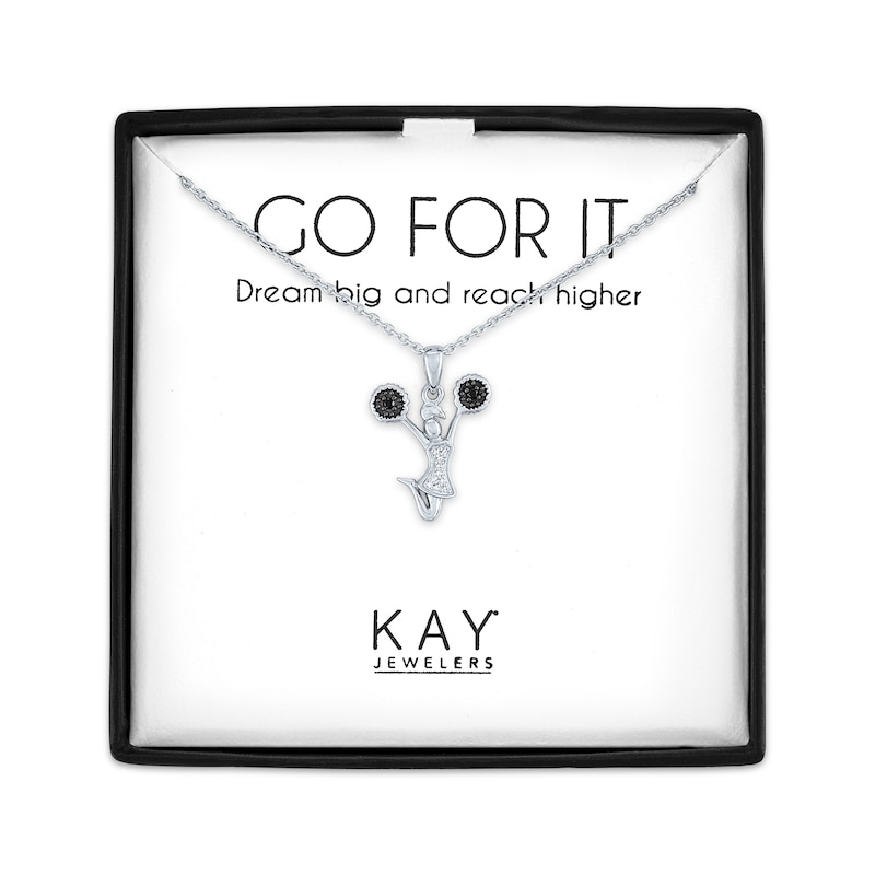 Main Image 1 of Cheerleader Necklace with Black & White Diamond Accents Sterling Silver 18&quot;