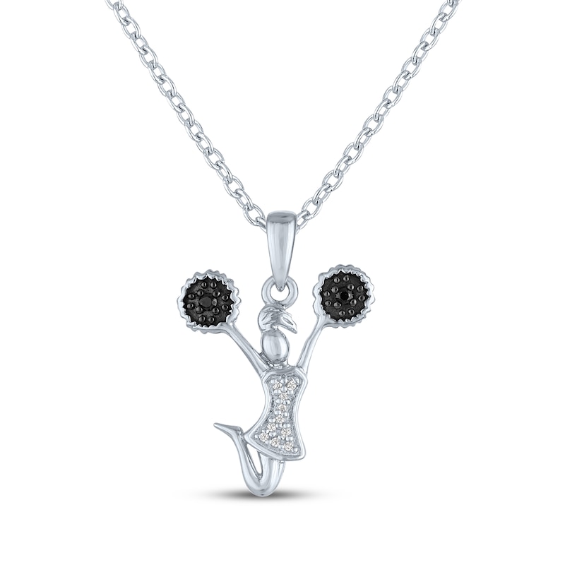 Main Image 2 of Cheerleader Necklace with Black & White Diamond Accents Sterling Silver 18&quot;