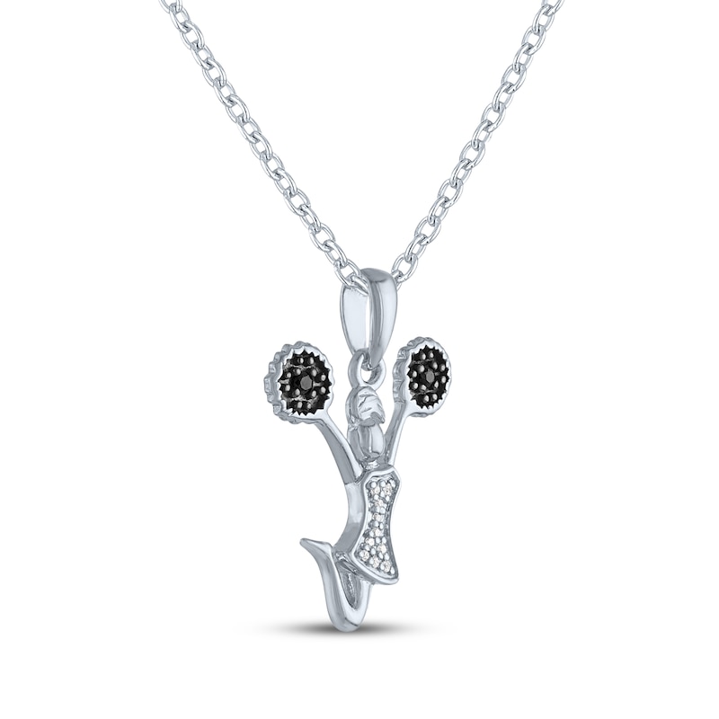 Main Image 3 of Cheerleader Necklace with Black & White Diamond Accents Sterling Silver 18&quot;