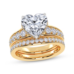 Adore Heart-Shaped Lab-Grown Diamond Double Hidden Halo Bridal Set 3 ct tw 14K Yellow Gold