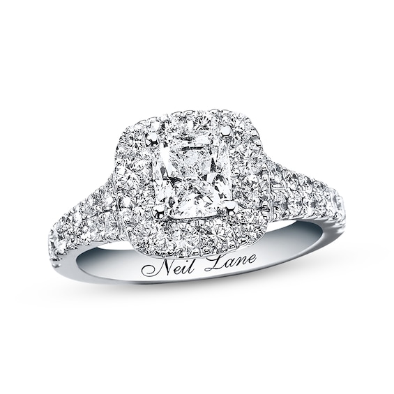Neil Lane Diamond Engagement Ring 2-1/6 ct tw Cushion-cut 14K White Gold