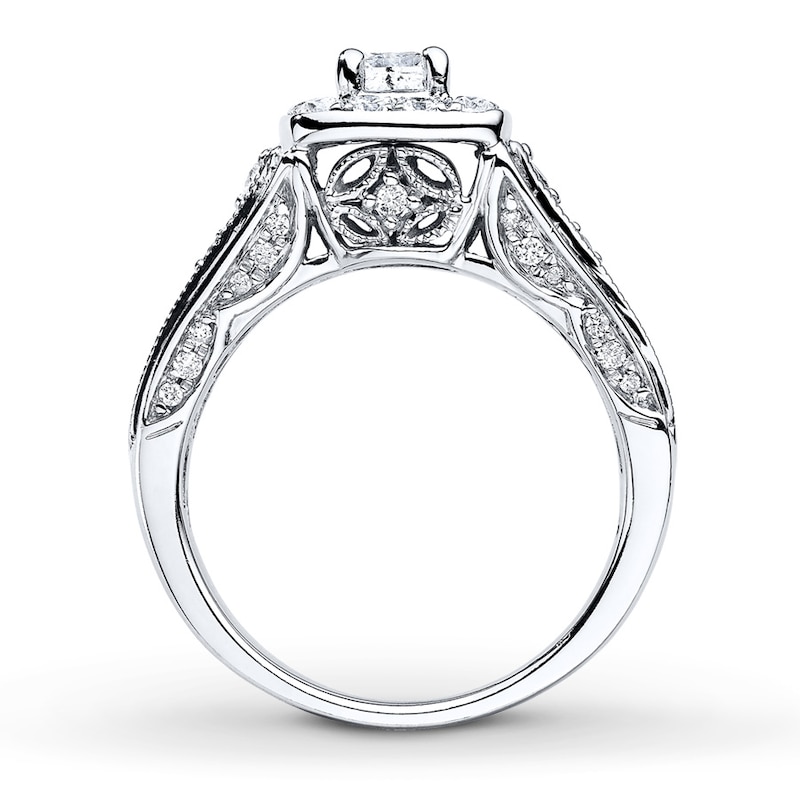 Main Image 2 of Diamond Engagement Ring 1 ct tw Princess-cut 14K White Gold