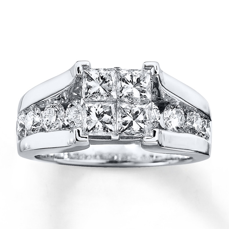 Main Image 1 of Diamond Engagement Ring 2-3/4 ct tw Princess-cut 14K White Gold