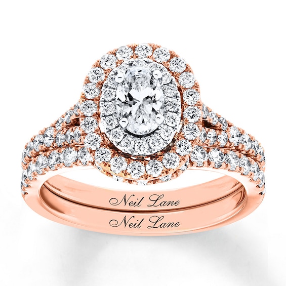 14K Gold Two Row Marquise & Round Diamond Ring 14K Rose Gold / 3.5
