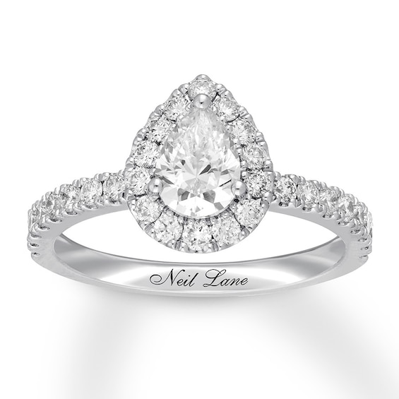 Neil Lane Diamond Engagement Ring 1-1/4 ct tw Pear & Round-cut 14K White Gold