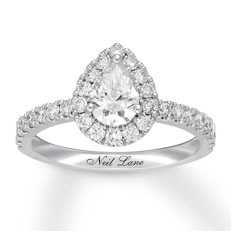 Main Image 1 of Neil Lane Diamond Engagement Ring 1-1/4 ct tw Pear & Round-cut 14K White Gold