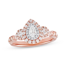 Adore Diamond Engagement Ring 3/4 ct tw Pear/Round 14K Rose Gold