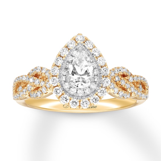 Neil Lane Bridal Ring 7/8 ct tw Pear-Shaped Diamonds 14K Two-Tone Gold