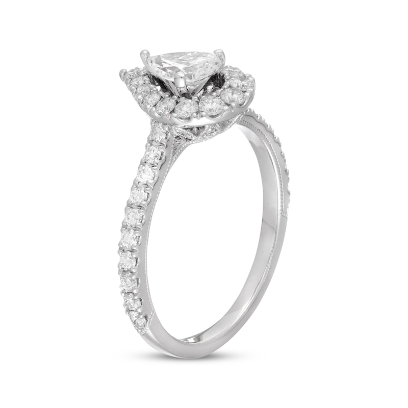 Diamond Engagement Ring 1 ct tw Pear & Round 14K White Gold