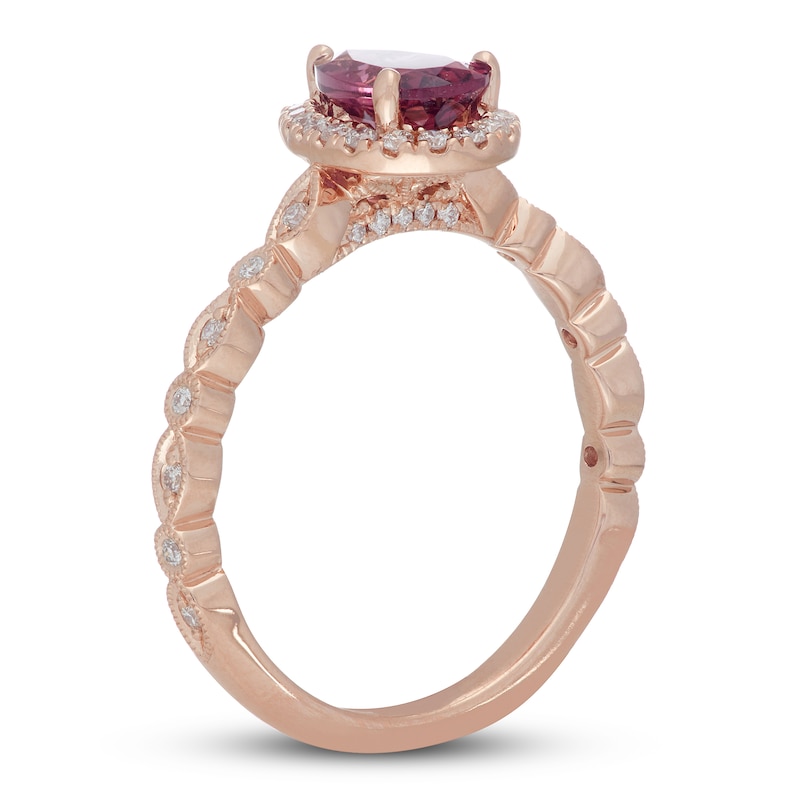 Main Image 2 of Neil Lane Garnet Engagement Ring 1/4 ct tw Pear & Round-cut 14K Rose Gold