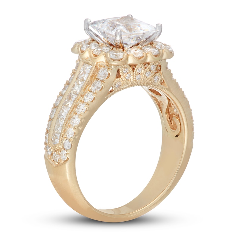 Main Image 2 of Neil Lane Diamond Engagement Ring 3 ct tw Princess/Round 14K Yellow Gold