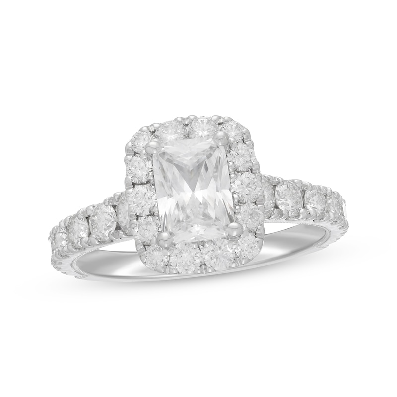 2 Carat Natural Diamond Solitaire Radiant Cut Engagement Ring in 14K White  Gold