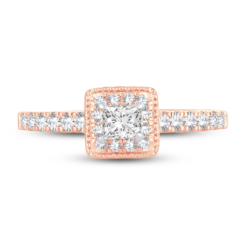 Diamond Engagement Ring 5/8 ct tw Princess/Round 14K Rose Gold