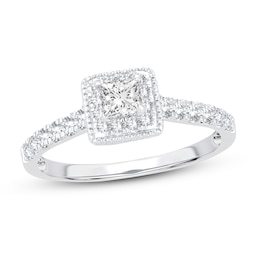 Diamond Engagement Ring 5/8 ct tw Princess/Round 14K White Gold