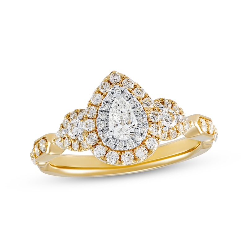 Main Image 1 of Diamond Engagement Ring 3/4 ct tw Pear/Round 14K Yellow Gold