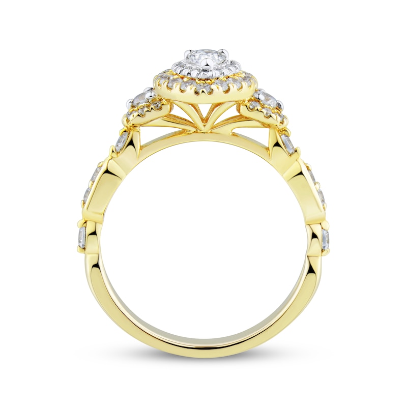 Main Image 3 of Diamond Engagement Ring 3/4 ct tw Pear/Round 14K Yellow Gold