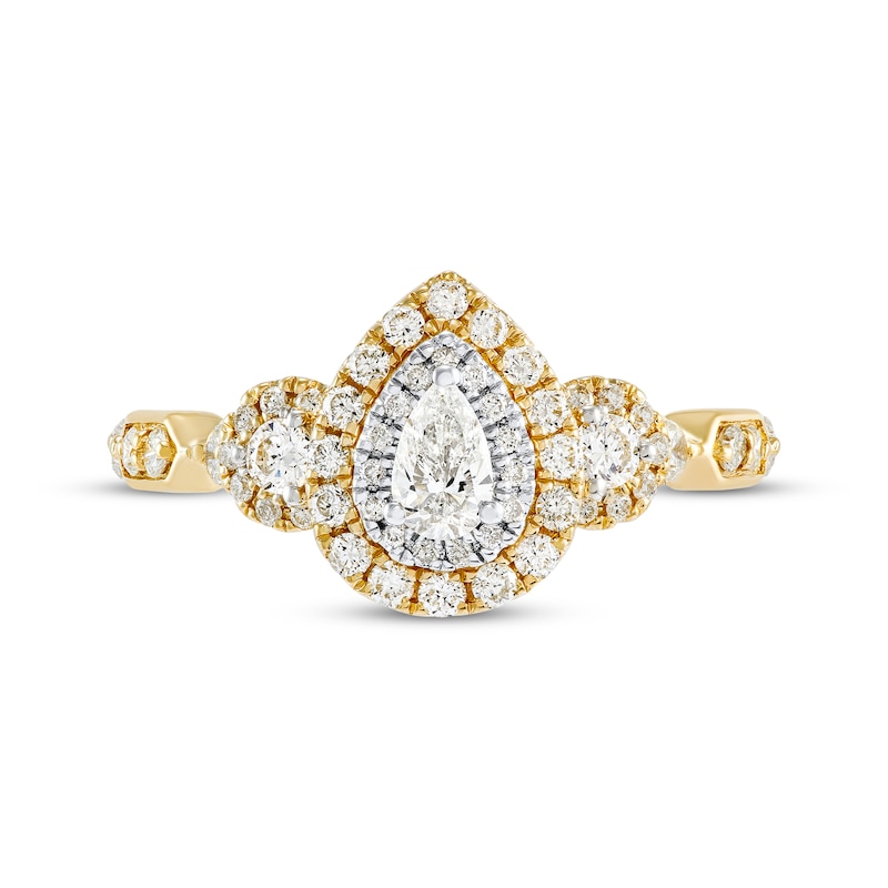 Main Image 4 of Diamond Engagement Ring 3/4 ct tw Pear/Round 14K Yellow Gold