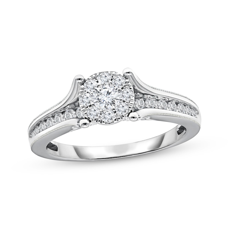 Diamond Engagement Ring 3/4 ct tw Round-cut 10K White Gold