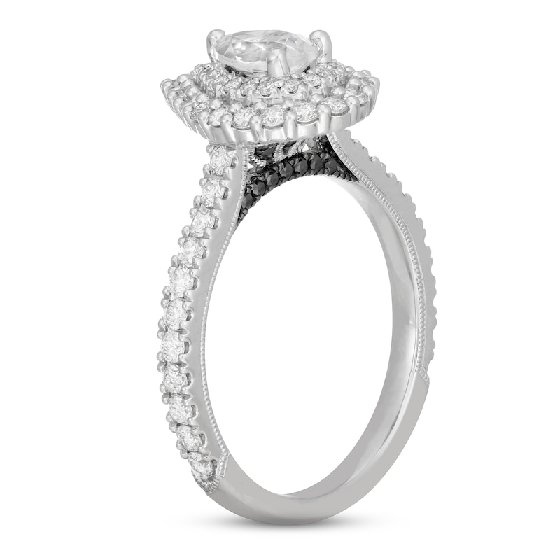 Main Image 2 of Neil Lane White & Black Diamond Engagement Ring 1-1/4 ct tw Pear & Round-cut 14K White Gold