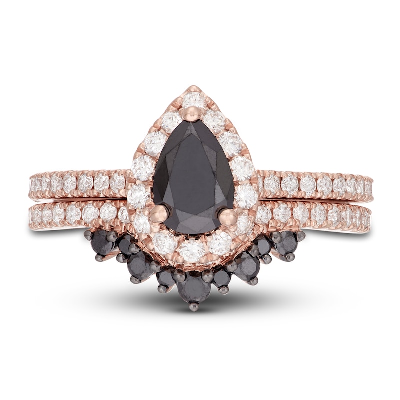 Main Image 4 of Neil Lane Black & White Pear Shaped Diamond Bridal Set 1-1/2 ct tw 14K Rose Gold