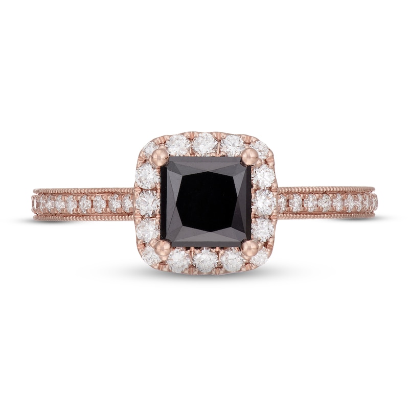 Main Image 3 of Neil Lane Black & White Diamond Engagement Ring 1-3/8 ct tw Princess & Round-cut 14K Rose Gold