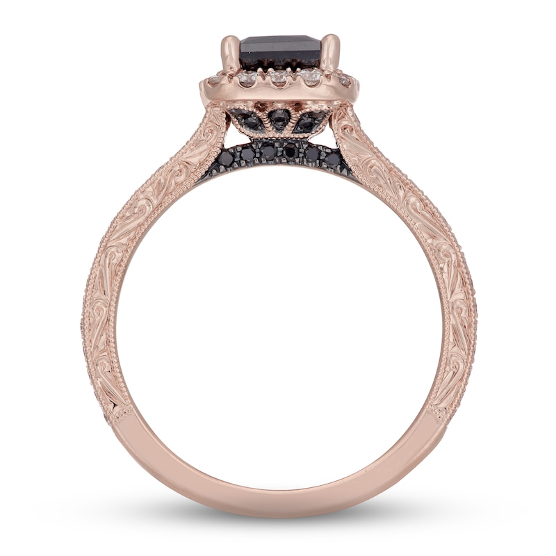 Main Image 4 of Neil Lane Black & White Diamond Engagement Ring 1-3/8 ct tw Princess & Round-cut 14K Rose Gold