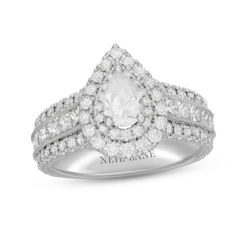 Main Image 1 of Neil Lane Diamond Engagement Ring 2-3/8 ct tw Pear, Round & Princess-cut 14K White Gold