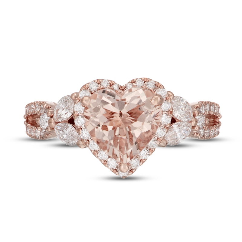 Main Image 3 of Neil Lane Morganite & Diamond Engagement Ring 7/8 ct tw Marquise & Round-cut 14K Rose Gold