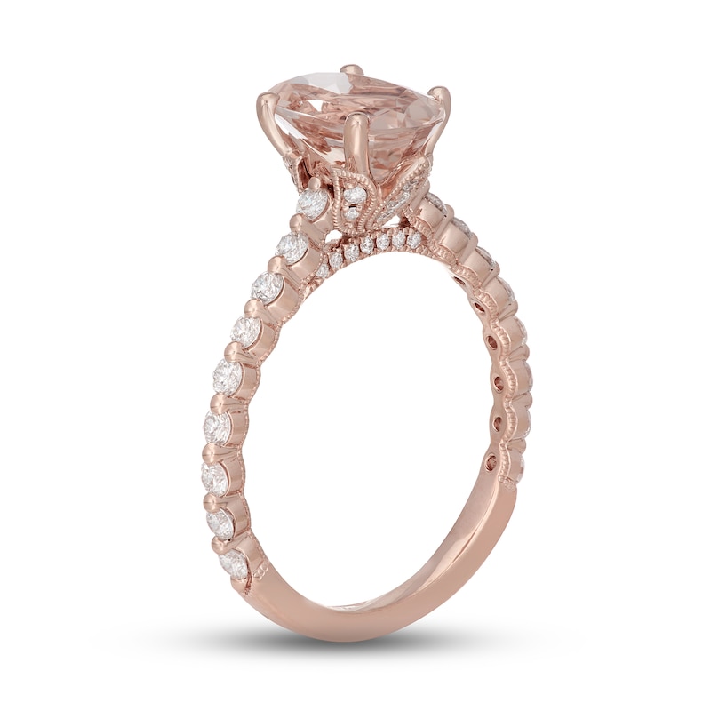 Main Image 2 of Neil Lane Morganite & Diamond Engagement Ring 1/2 ct tw Round-cut 14K Rose Gold