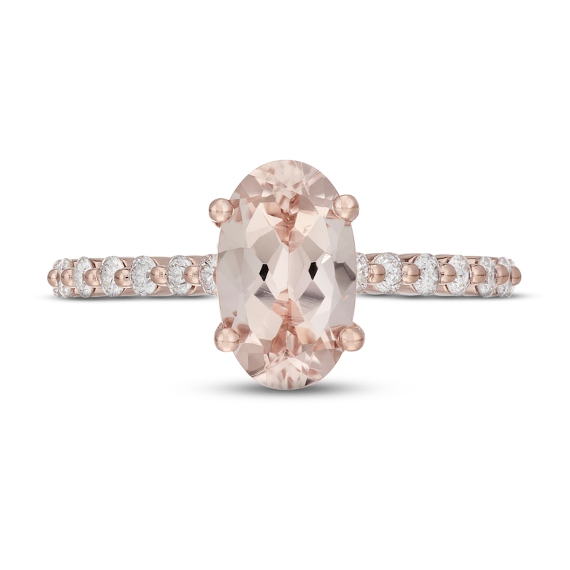 Main Image 3 of Neil Lane Morganite & Diamond Engagement Ring 1/2 ct tw Round-cut 14K Rose Gold