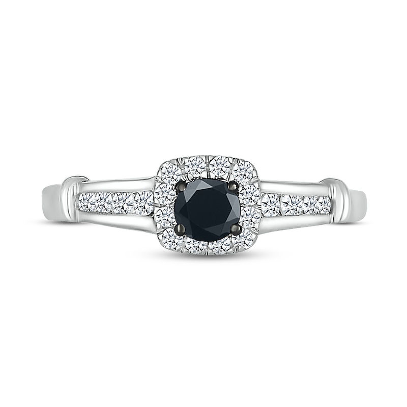 Main Image 2 of Black & White Diamond Engagement Ring 5/8 ct tw Round-cut 10K White Gold